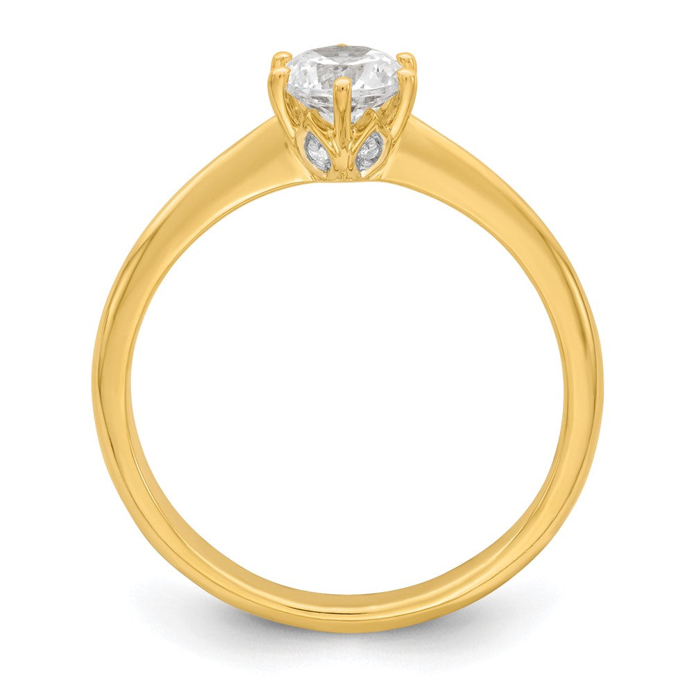 14k (Holds 1/2 carat (5.20 mm) Round) 4-Prong with .01 carat Diamond Leaf Design Semi-Mount Engagement Ring