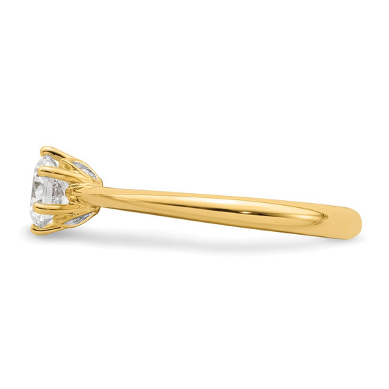14k (Holds 1/2 carat (5.20 mm) Round) 4-Prong with .01 carat Diamond Leaf Design Semi-Mount Engagement Ring