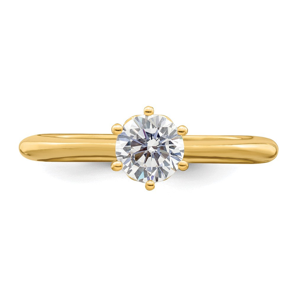 14k (Holds 1/2 carat (5.20 mm) Round) 4-Prong with .01 carat Diamond Leaf Design Semi-Mount Engagement Ring