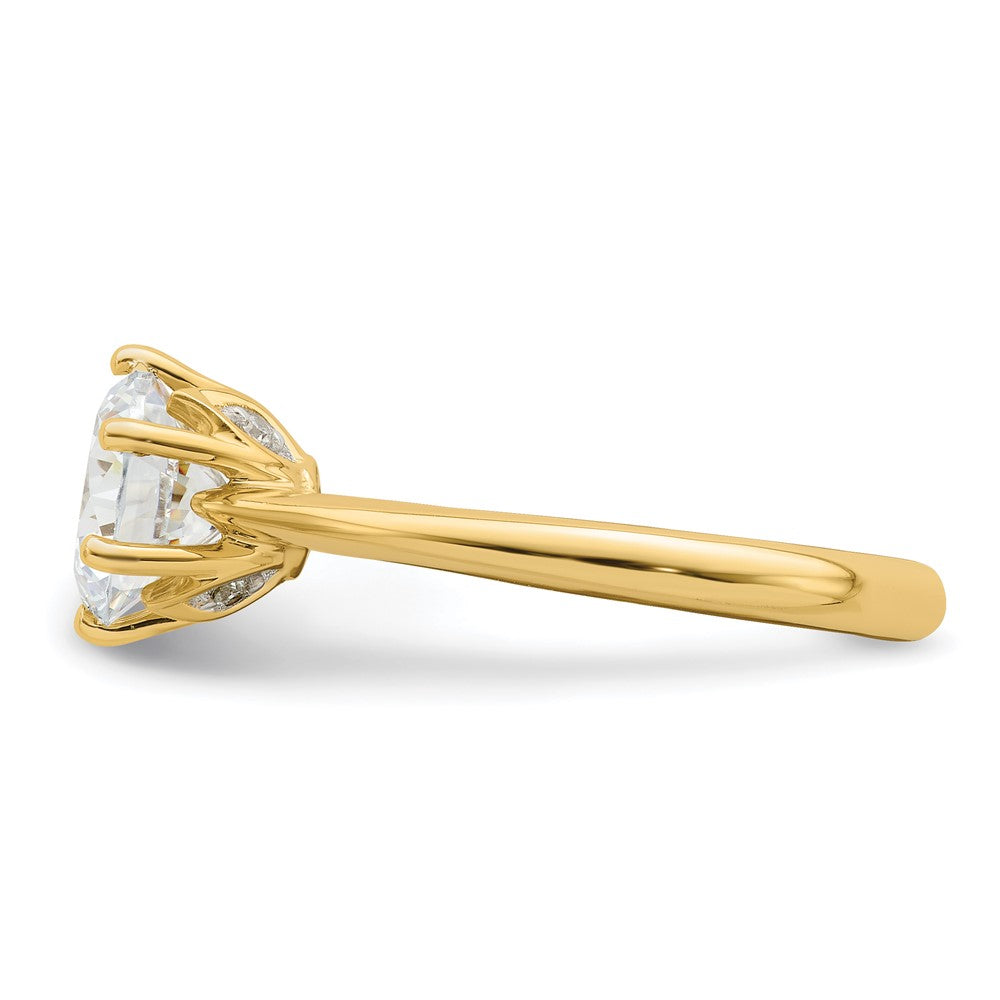 14k (Holds 1.25 carat (7.50 mm) Round) 4-Prong with .03 carat Diamond Leaf Design Semi-Mount Engagement Ring