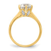 14k (Holds 2 carat (8.20 mm) Round) 4-Prong with 1/20 carat Diamond Leaf Design Semi-Mount Engagement Ring