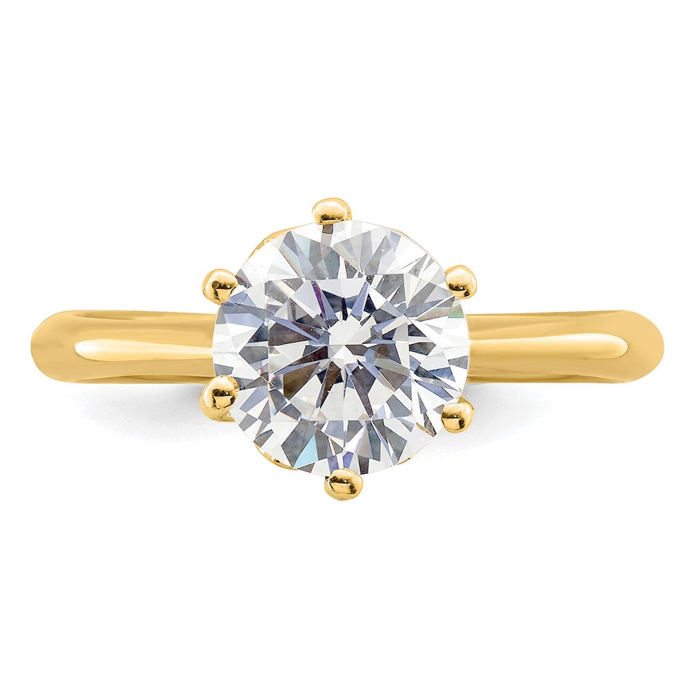 14k (Holds 2 carat (8.20 mm) Round) 4-Prong with 1/20 carat Diamond Leaf Design Semi-Mount Engagement Ring