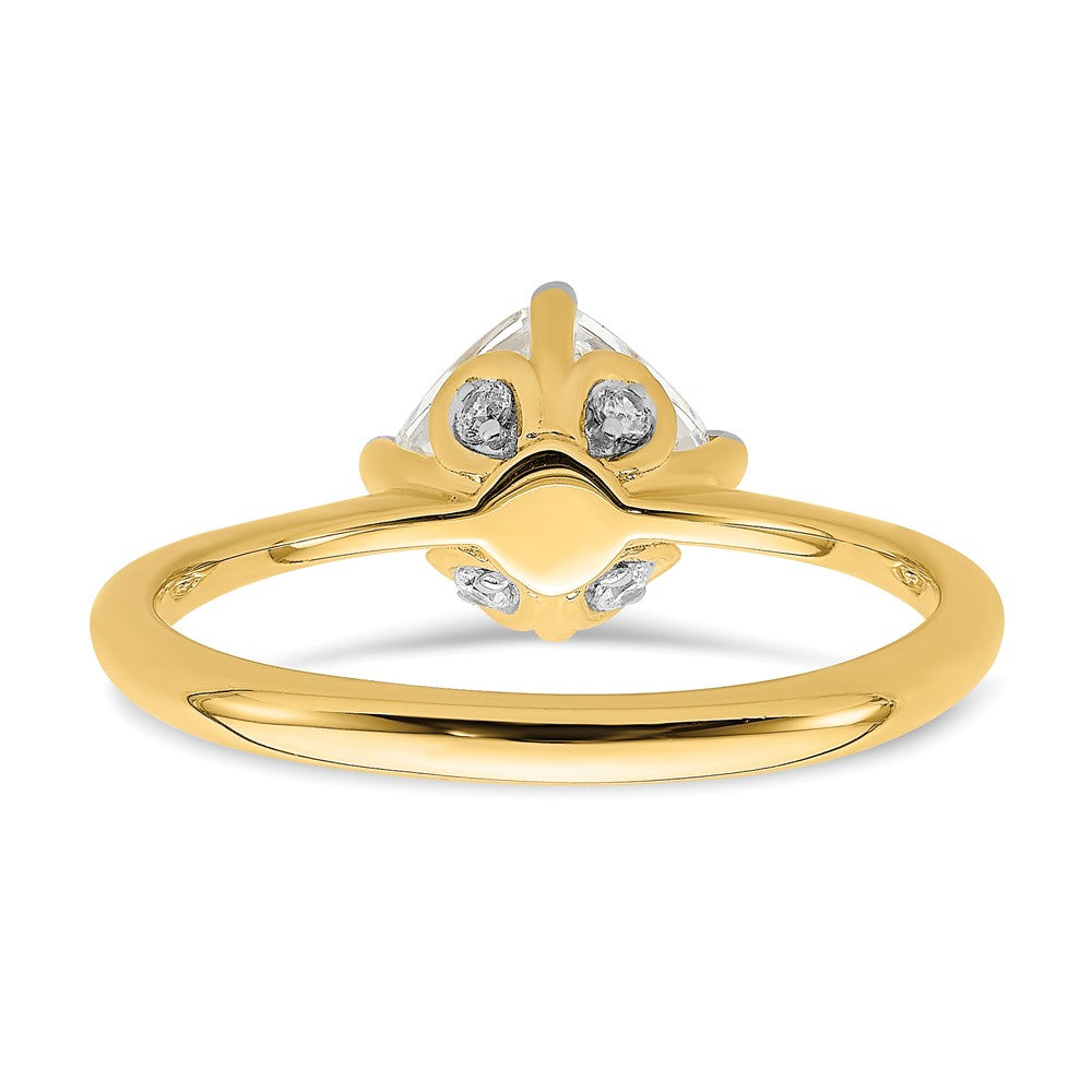 14k (Holds 1.5 carat (7.00 mm) Cushion-cut) 4-Prong with 1/20 carat Diamond Leaf Design Semi-Mount Engagement Ring