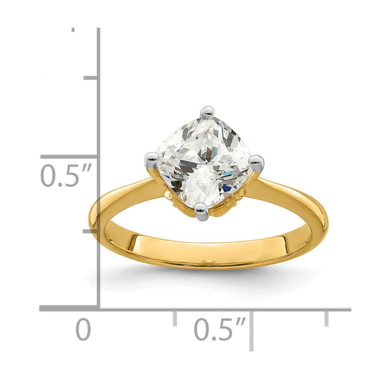 14k (Holds 2 carat (7.60 mm) Cushion-cut) 4-Prong with 1/15 carat Diamond Leaf Design Semi-Mount Engagement Ring