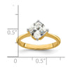 14k (Holds 2 carat (7.60 mm) Cushion-cut) 4-Prong with 1/15 carat Diamond Leaf Design Semi-Mount Engagement Ring