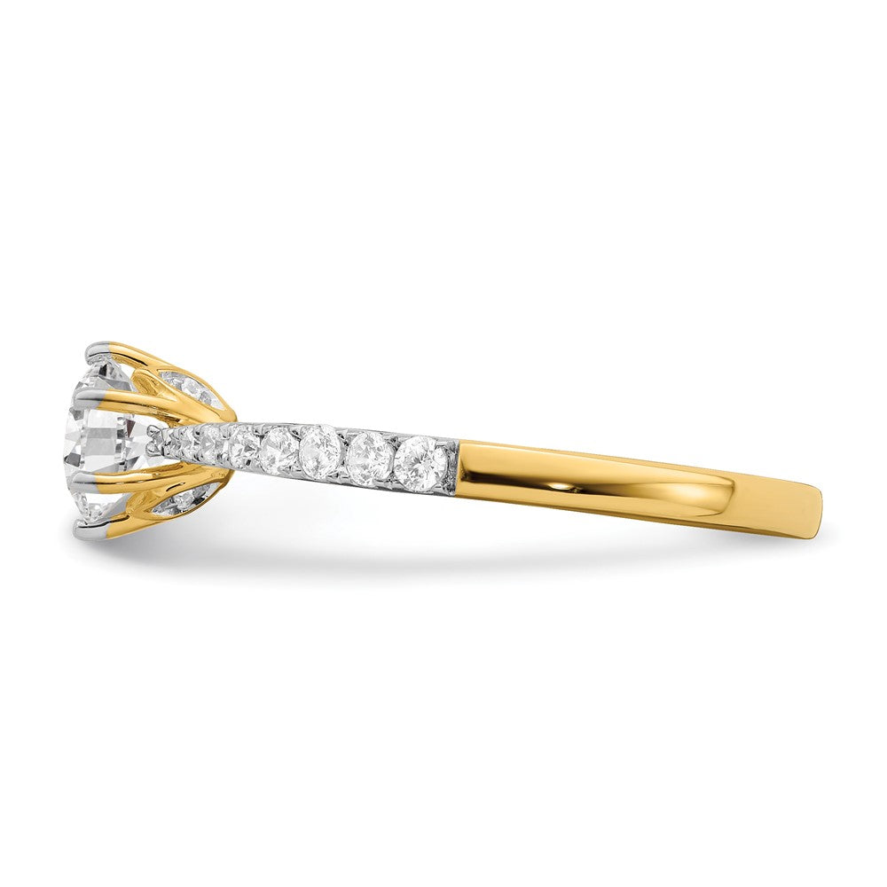 14k Gold Leaf Design (Holds 1/2 carat (5.2mm) Round Center) 1/4 carat Diamond Semi-Mount Engagement Ring
