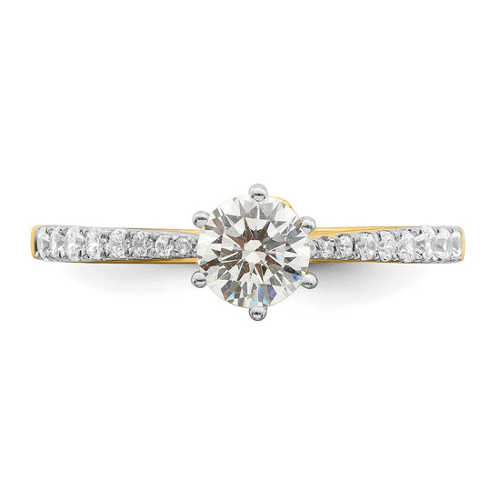 14k Gold Leaf Design (Holds 1/2 carat (5.2mm) Round Center) 1/4 carat Diamond Semi-Mount Engagement Ring