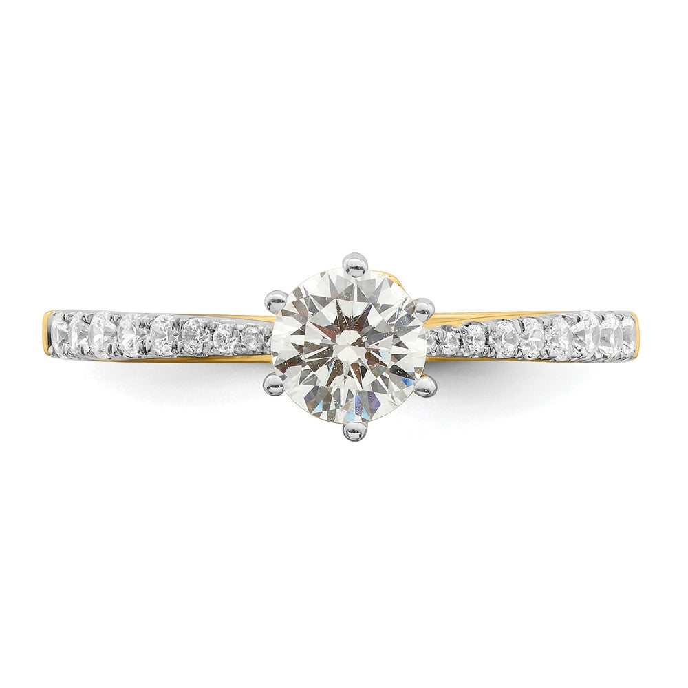14k Gold Leaf Design (Holds 1/2 carat (5.2mm) Round Center) 1/4 carat Diamond Semi-Mount Engagement Ring