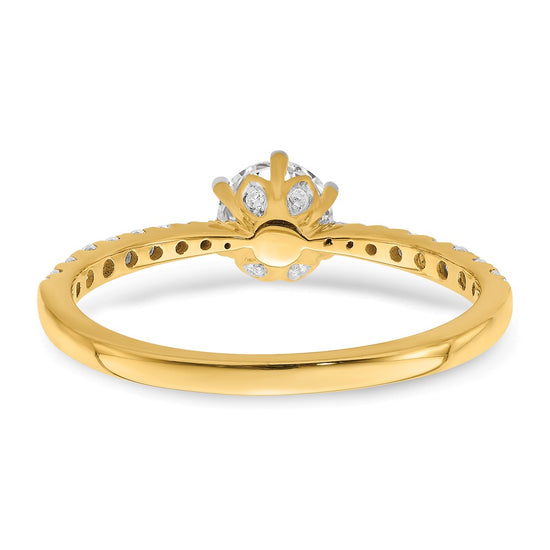 14k Gold Leaf Design (Holds 1/2 carat (5.2mm) Round Center) 1/4 carat Diamond Semi-Mount Engagement Ring