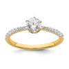 14k Gold Leaf Design (Holds 1/2 carat (5.2mm) Round Center) 1/4 carat Diamond Semi-Mount Engagement Ring
