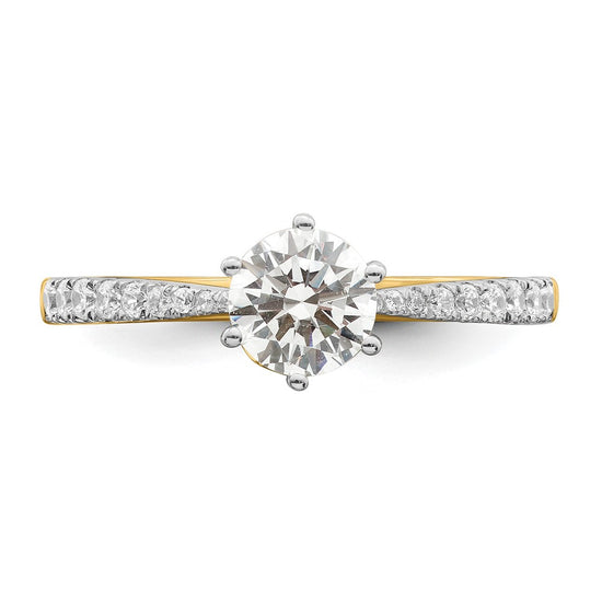 14k Gold Leaf Design (Holds 3/4 carat (5.8mm) Round Center) 1/4 carat Diamond Semi-Mount Engagement Ring