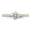 14k Gold Leaf Design (Holds 3/4 carat (5.8mm) Round Center) 1/4 carat Diamond Semi-Mount Engagement Ring