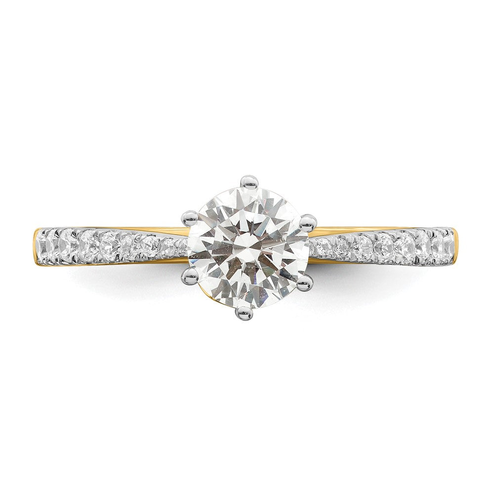 14k Gold Leaf Design (Holds 3/4 carat (5.8mm) Round Center) 1/4 carat Diamond Semi-Mount Engagement Ring
