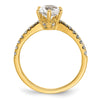 14k Gold Leaf Design (Holds 1 carat (6.5mm) Round Center) 1/4 carat Diamond Semi-Mount Engagement Ring