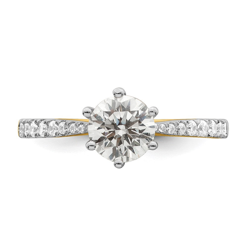14k Gold Leaf Design (Holds 1 carat (6.5mm) Round Center) 1/4 carat Diamond Semi-Mount Engagement Ring