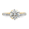 14k Gold Leaf Design (Holds 1.5 carat (7.5mm) Round Center) 1/3 carat Diamond Semi-Mount Engagement Ring