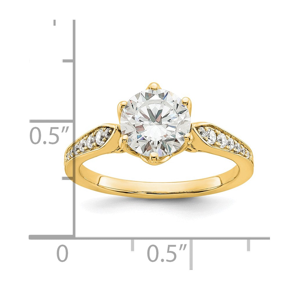 14k Gold (Holds 1.5 carat (7.5mm) Round Center) 1/6 carat Diamond Semi-Mount Engagement Ring