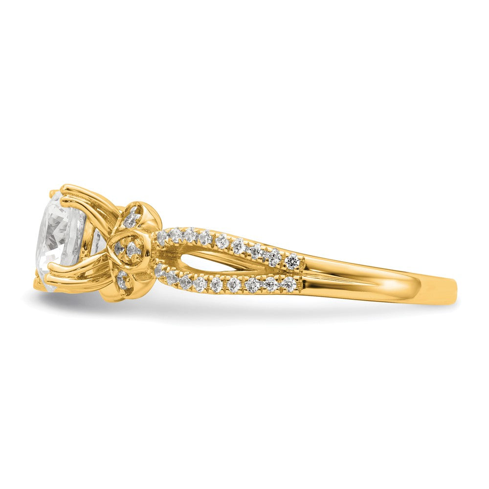 14k Split Shank (Holds 1 carat (6.5mm) Round Center) 1/6 carat Diamond Semi-Mount Engagement Ring