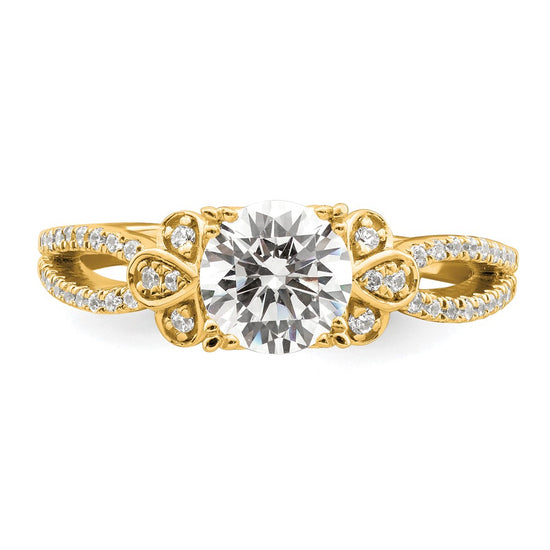 14k Split Shank (Holds 1 carat (6.5mm) Round Center) 1/6 carat Diamond Semi-Mount Engagement Ring