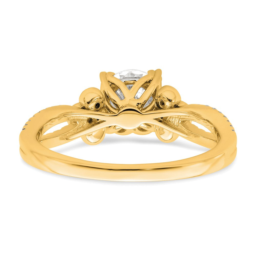 14k Split Shank (Holds 1 carat (6.5mm) Round Center) 1/6 carat Diamond Semi-Mount Engagement Ring