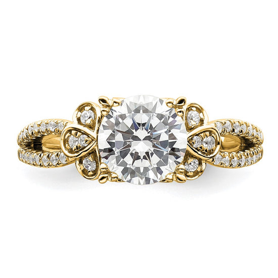 14k Split Shank (Holds 1.5 carat (7.5mm) Round Center) 1/4 carat Diamond Semi-Mount Engagement Ring