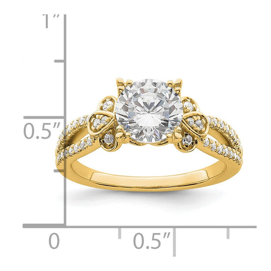 14k Split Shank (Holds 1.5 carat (7.5mm) Round Center) 1/4 carat Diamond Semi-Mount Engagement Ring