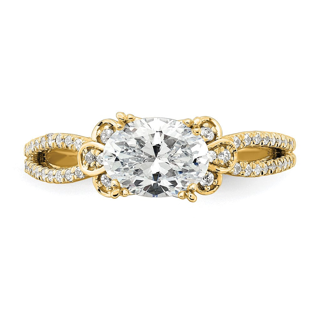 14k Split Shank (Holds 1 carat (8.00x6.1mm) Oval Center) 1/6 carat Diamond Semi-Mount Engagement Ring