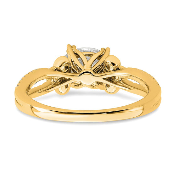 14k Split Shank (Holds 1 carat (8.00x6.1mm) Oval Center) 1/6 carat Diamond Semi-Mount Engagement Ring