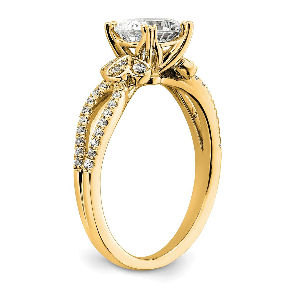 14k Split Shank (Holds 1 carat (8.00x6.1mm) Oval Center) 1/6 carat Diamond Semi-Mount Engagement Ring