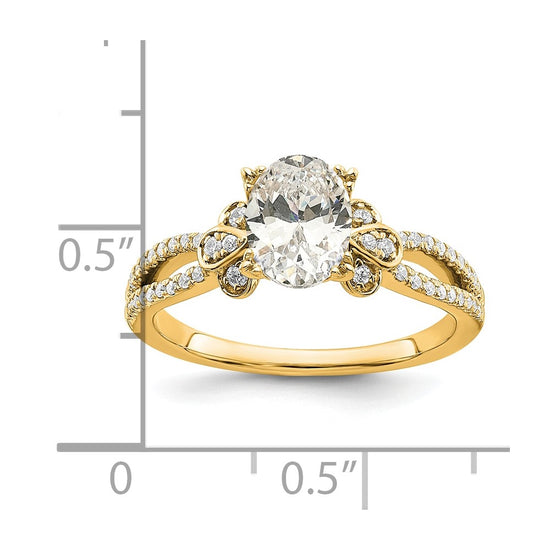 14k Split Shank (Holds 1 carat (8.00x6.1mm) Oval Center) 1/6 carat Diamond Semi-Mount Engagement Ring