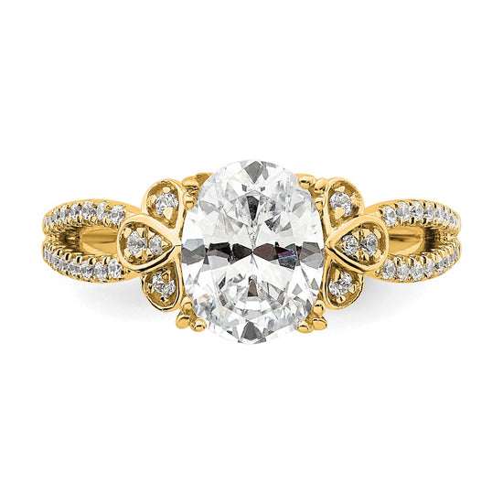 14k Split Shank (Holds 1.5 carat (9.2x6.9mm) Oval Center) 1/4 carat Diamond Semi-Mount Engagement Ring