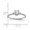 14k White Gold (Holds 1/2 carat (5.2mm) Round Center) 1/6 carat Diamond Semi-Mount Engagement Ring