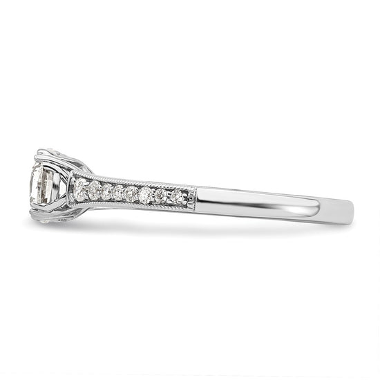 14k White Gold (Holds 3/4 carat (5.8mm) Round Center) 1/6 carat Diamond Semi-Mount Engagement Ring