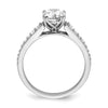 14k White Gold (Holds 1 carat (6.5mm) Round Center) 1/5 carat Diamond Semi-Mount Engagement Ring