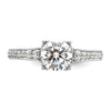 14k White Gold (Holds 1 carat (6.5mm) Round Center) 1/5 carat Diamond Semi-Mount Engagement Ring