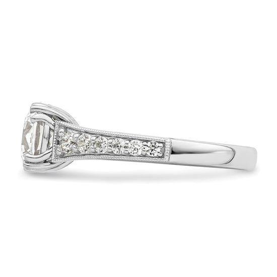 14k White Gold (Holds 2 carat (8.2mm) Round Center) 3/8 carat Diamond Semi-Mount Engagement Ring