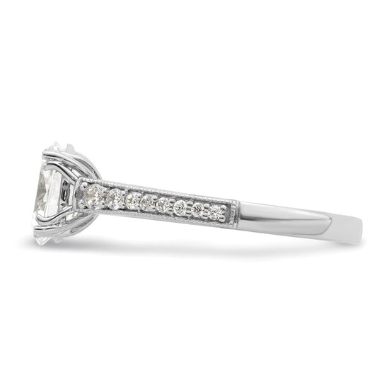 14k White Gold (Holds 1 carat (8.00x6.1mm) Oval Center) 1/5 carat Diamond Semi-Mount Engagement Ring