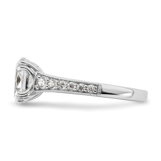 14k White Gold (Holds 1.5 carat (9.2x6.9mm) Oval Center) 1/3 carat Diamond Semi-Mount Engagement Ring