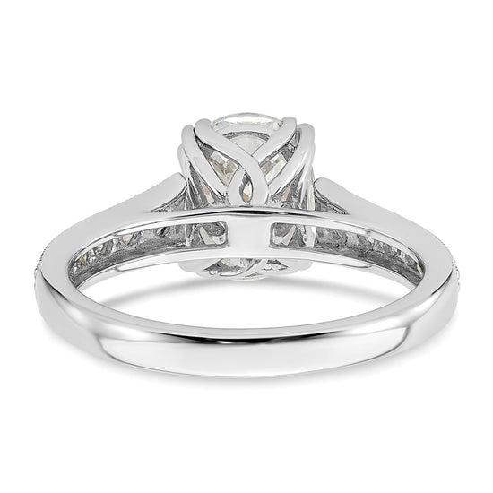 14k White Gold (Holds 1.5 carat (9.2x6.9mm) Oval Center) 1/3 carat Diamond Semi-Mount Engagement Ring