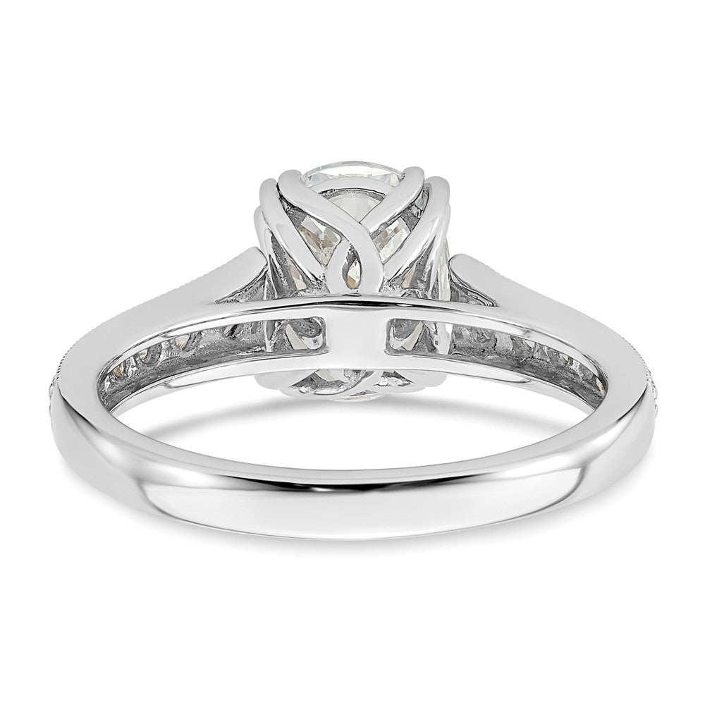 14k White Gold (Holds 1.5 carat (9.2x6.9mm) Oval Center) 1/3 carat Diamond Semi-Mount Engagement Ring