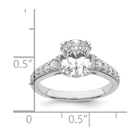 14k White Gold (Holds 1.5 carat (9.2x6.9mm) Oval Center) 1/3 carat Diamond Semi-Mount Engagement Ring