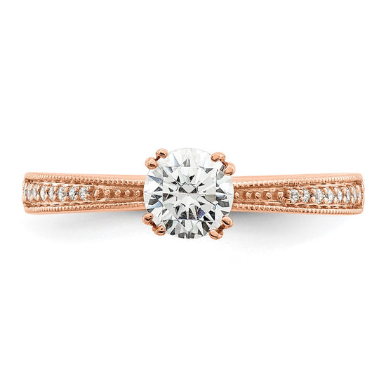 14k Rose Gold (Holds 1/2 carat (5.2mm) Round Center) 1/15 carat Diamond Semi-Mount Engagement Ring