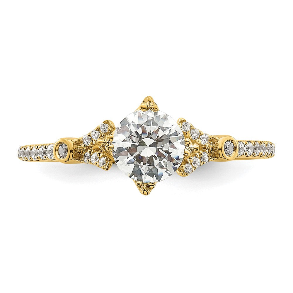 14k (Holds 3/4 carat (5.8mm) Round Center) 1/8 carat Diamond Semi-Mount Engagement Ring
