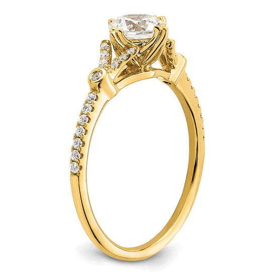 14k (Holds 3/4 carat (5.8mm) Round Center) 1/8 carat Diamond Semi-Mount Engagement Ring