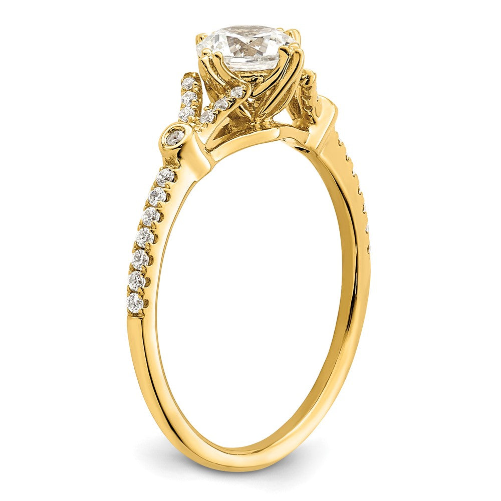 14k (Holds 3/4 carat (5.8mm) Round Center) 1/8 carat Diamond Semi-Mount Engagement Ring