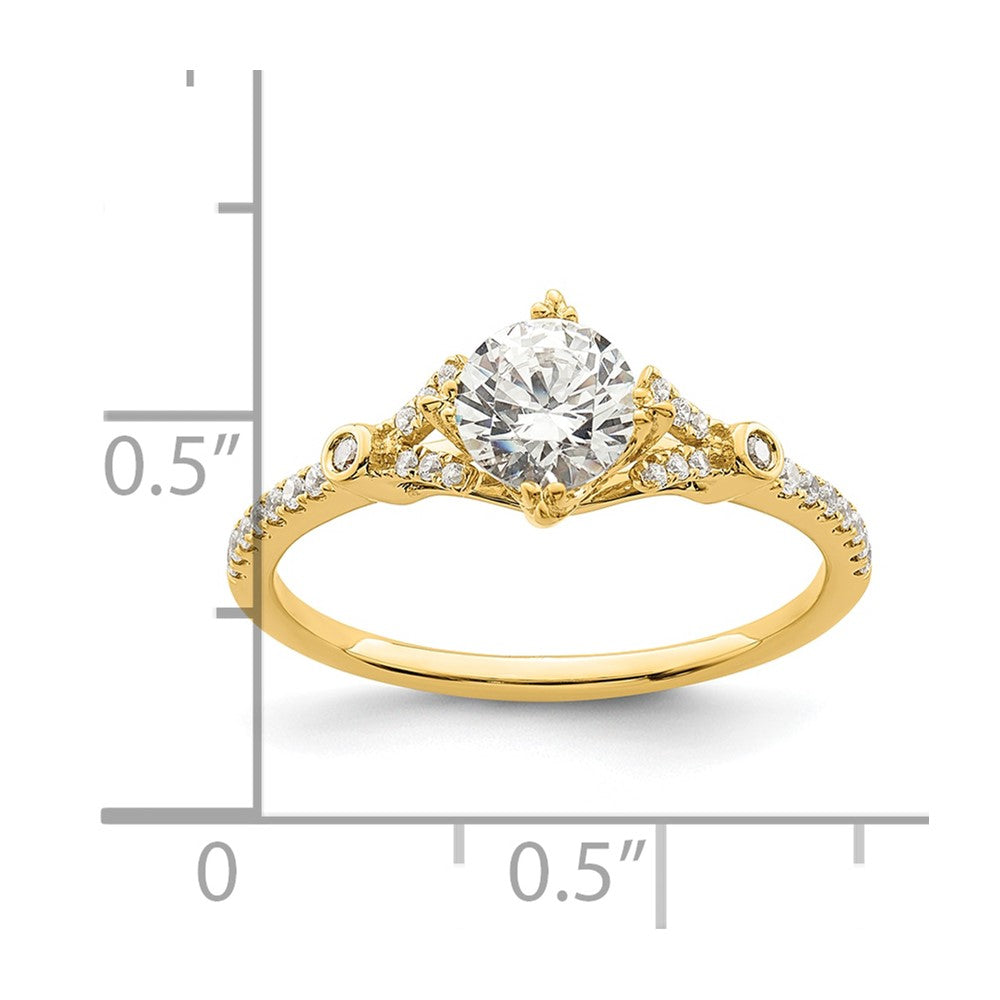 14k (Holds 3/4 carat (5.8mm) Round Center) 1/8 carat Diamond Semi-Mount Engagement Ring