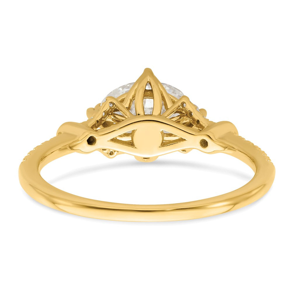 14k (Holds 1 carat (8.00x6.1mm) Oval Center) 1/8 carat Diamond Semi-Mount Engagement Ring