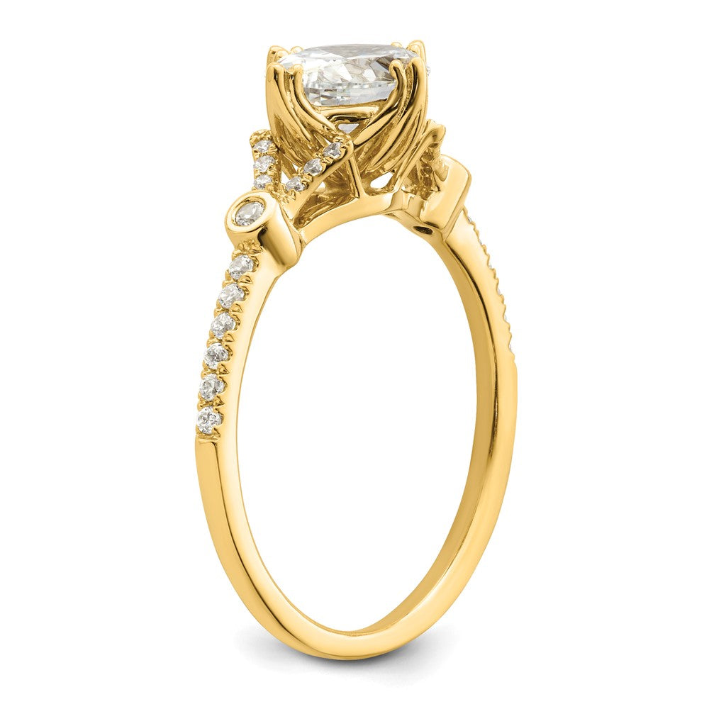14k (Holds 1 carat (8.00x6.1mm) Oval Center) 1/8 carat Diamond Semi-Mount Engagement Ring
