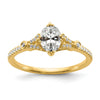 14k (Holds 1 carat (8.00x6.1mm) Oval Center) 1/8 carat Diamond Semi-Mount Engagement Ring