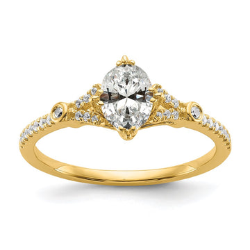 14k (Holds 1 carat (8.00x6.1mm) Oval Center) 1/8 carat Diamond Semi-Mount Engagement Ring
